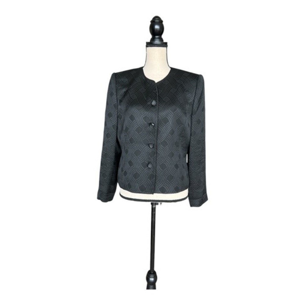 Kasper Black Blazer Tailored Cropped Jacket Size 12P